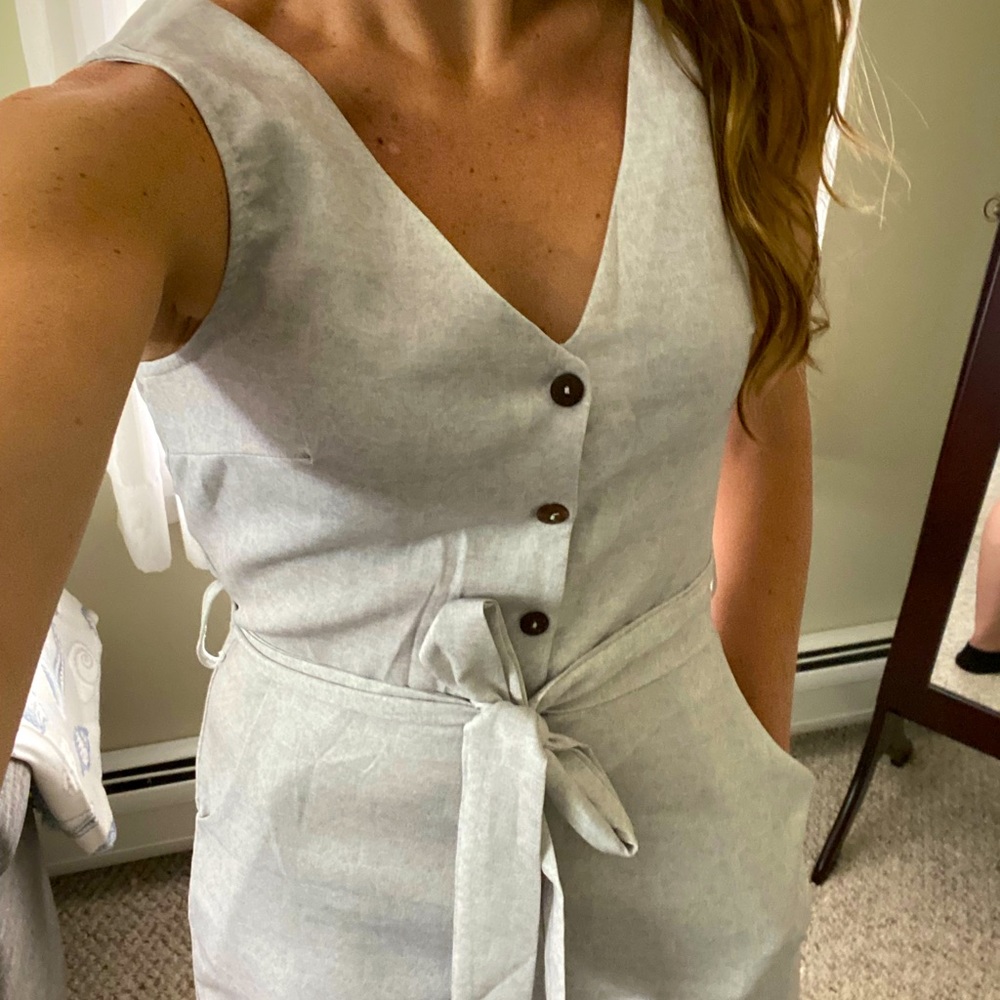 Romper, cream color, button up, size M